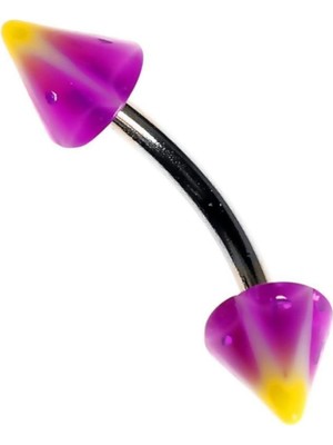 Valor Rouge Moulin Curved Barbel Çelik Spike Piercing TDGR00895, Mor