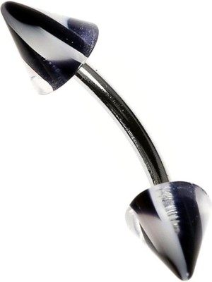 Valor Rouge Moulin Curved Barbel Çelik Spike Piercing TDGR00889, Siyah-Beyaz