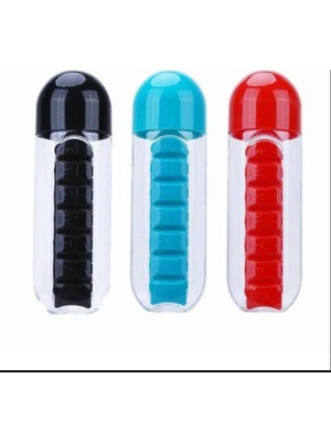 Valor Kutulu Matara Suluk 600ML 7 Günlük Hap Kutusu Organizer Spor Sızdırmaz Su Şişesi