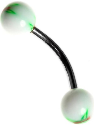 Valor Rouge Moulin Curved Barbel 316 L Bioplast Piercing TDGR00874, Yeşil-Beyaz