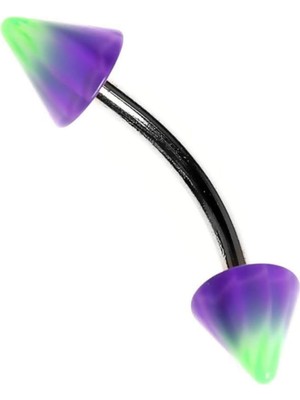 Valor Rouge Moulin Curved Barbel Çelik Spike Piercing TDGR00891, Mor-Yeşil