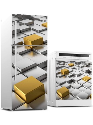 Valor Buzdolabı ve Bulaşık Makinası Beyaz Eşya Sticker Kaplama 3D Altın
