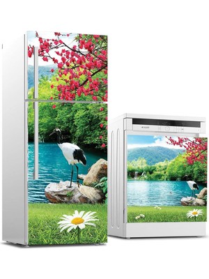 Valor Buzdolabı ve Bulaşık Makinası Beyaz Eşya Sticker Kaplama Papatya Kuğu