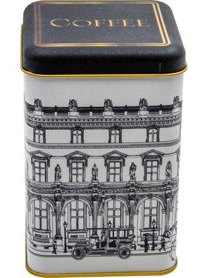 Valor EVLE-ER022-2A City Coffee Desenli Kare Metal Saklama Kabı 11X11 cm (City Coffee)