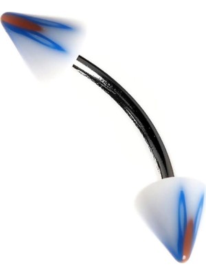 Valor Rouge Moulin Curved Barbel Çelik Spike Piercing TDGR00892, Mavi-Beyaz