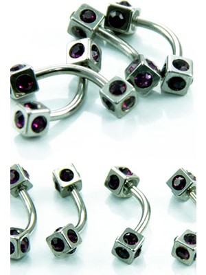 Valor Rouge Renkli Taşlı Küp Uçlu Kaş Piercing TDGR00514