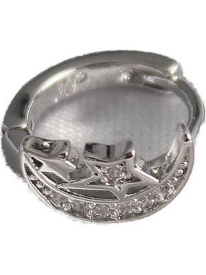 Valor 316L Çelik Gümüş Renk Zirkon Taşlı Ay Yıldız Model Tragus Piercing - TJ-PR1323