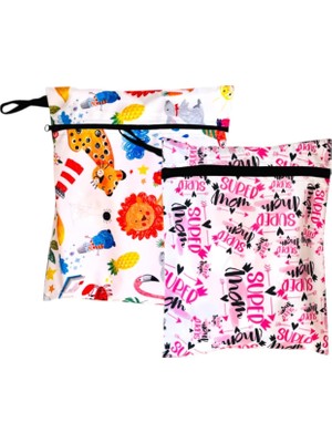 Valor Yorni 2 Adet Sıvı Geçirmeyen Çok Amaçlı Çanta, 30 x 35 cm Jungle ve 37 x 30 cm Mom Desen, Ekonomik
