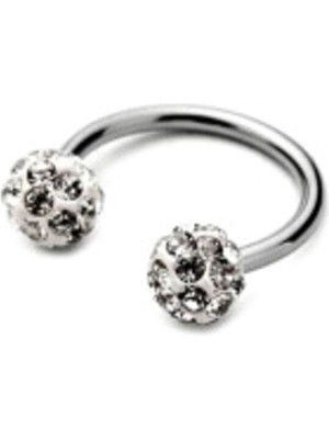 Valor 316L Cerrahi Çelik 10 mm Şambala Hamur Beyaz Taş Diş,dudak,kıkırdak,tragus,kaş,kulak Smile Piercing