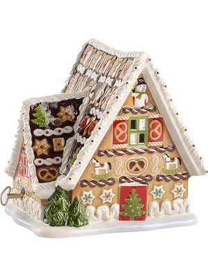 Valor Villeroy ve Boch Christmas Toys Müzik Kutusu "zencefilli Çörek Evi", Porselen, Beyaz/bej