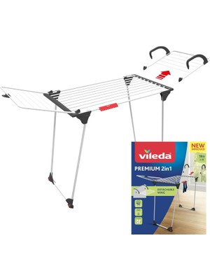 Valor Vileda Premium 2ın1 Masa Çamaşır Askılığı Alüminyum Teller Beyaz - 180 x 57 x 91 cm