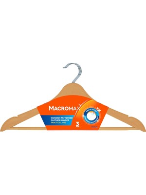 Valor Macro Max Ahşap Desenli Plastik Elbise Askısı 3'lü Paket
