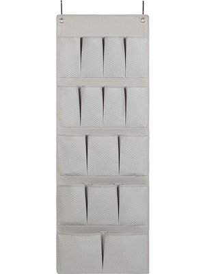 Valor Ocean Home Textile 16 Gözlü Gri Balıksırtı Kapı Arkası Düzenleyici 45 x 125 cm