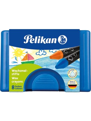 Valor Pelikan 722959 – Wachsmaler Yuvarlak 666/8 Wasservermalbar, Suda Çözülür, Mavi Plastik Kılıf