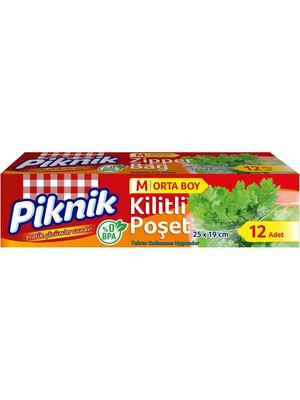 Valor Piknik Orta Boy Kilitli Buzdolabı Poşeti 12LI