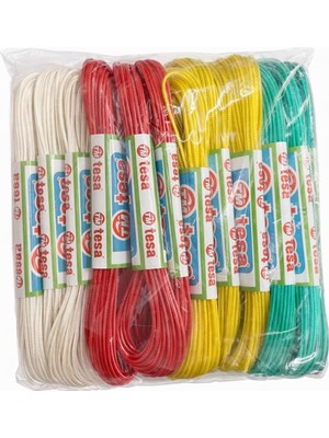 Valor Pvc Kaplı Polyester Çamaşır Ipi, Beyaz, Kırmızı, Sarı, Yeşil, 2'li Paket 10MT