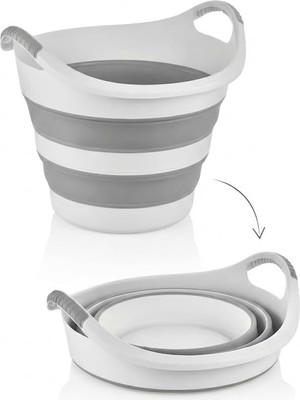 Valor Orret Home 14 Litre Yuvarlak Katlanabilir Akordiyon Çamaşır Selesi Istiflenebilir Kova Çift Kulplu
