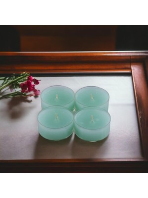 Valor Tealight Kapsül Mum 4X43 gr Dekoratif Mumu Kandil Hediyelik Fitilli Mumluk Şamdan Mavi Renk Kokulu