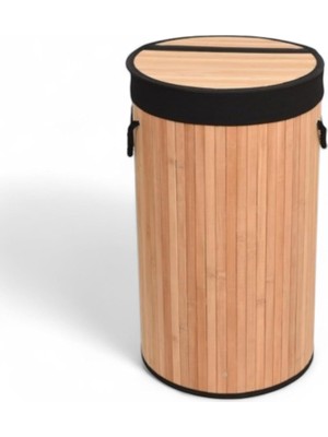 Valor Deconox El Yapımı Hasır Katlanır Çamaşır Sepeti Yuvarlak 55 Litre (35CM*35CM*61CM), Doğal Malzemede