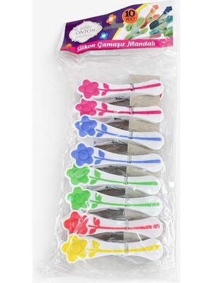 Valor Silikon Çamaşır Mandalı, Çiçek Desenli, Renkli, 10'lu Paket