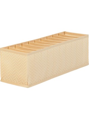 Valor Ocean Home Textile 10 Bölmeli Bej Balıksırtı Çekmece Düzenleyici 11 x 41,5 x 12 cm