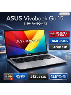 Ronanna Asus Vıvobook Go 15 E1504FA-BQ4442 Ryzen 5 7520U 8gb Lpddr5 512GB SSD 15.6 Inç Full Hd Dos Dizüstü Bilgisayar