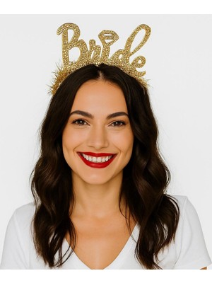 ÖNÇ - PRİME Altın Renk Bekarlığa Veda Italik Yazı Alyanslı Bride Taç