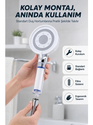 Ronanna Buğz Filtre Hazneli Basınç Artırıcı Duş Başlığı Kireç Filtreli El Duşu