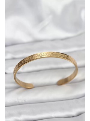 Uslucan Alışveriş 316L Çelik Gold Renk Ayetel Kürsi Yazılı Bileklik - TJ-BB8162