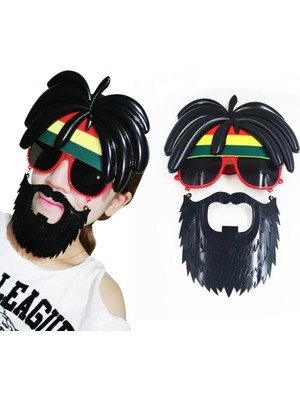 ÖNÇ - PRİME Rasta Peruklu Rasta Sakallı Bob Marley Bıyıklı Parti Gözlüğü 27X18 cm