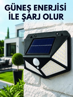 Armüz Sensörlü Solar Bahçe Lambası Geniş Açılı LED Aydınlatmalı Balkon Garaj ve Bahçe Işığı