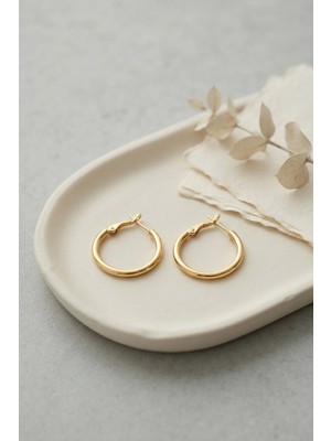 Ronanna 316L Çelik Gold Renk 22 mm Halka Küpe