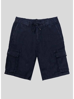 gmg firenze Gmg Fırenze Lacivert Erkek Regular Fit %100 Keten Şort GU24MSS09010