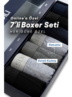 Kiğılı Gün Temalı 7'li Pamuklu Esnek Boxer Seti (Damat Bohçası - Çeyiz Seti)