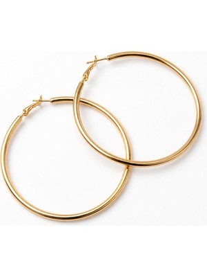 Serelya 316L Çelik Gold Renk 46 mm Halka Küpe
