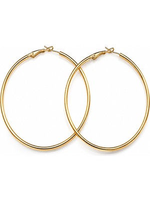 Serelya 316L Çelik Gold Renk 66 mm Halka Küpe