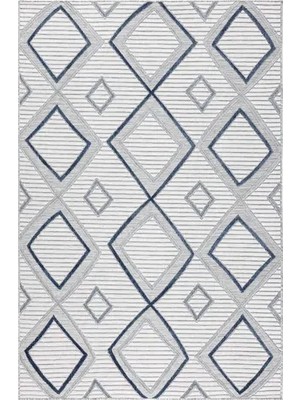 Vivense Sand Krem Mavi Temizlenebilir Halı, 65549A, 157X230