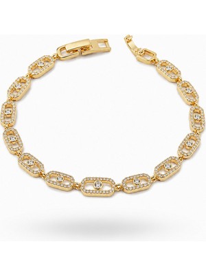 Serelya Gold Renk Zirkon Taşlı Messika Model Bileklik