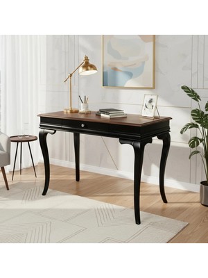 Roys Ahşap 100 cm Masif Rustik Siyah Ceviz Çalışma Masası