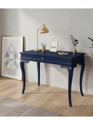 Roys Ahşap 110 cm Masif Rustik Lacivert Çalışma Masası