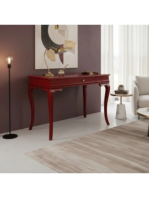 Roys Ahşap 120 cm Masif Rustik Kırmızı Çalışma Masası