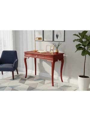 Roys Ahşap 110 cm Masif Rustik Bordo Çalışma Masası