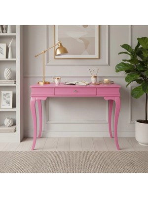 Roys Ahşap 100 cm Masif Rustik Pembe Çalışma Masası