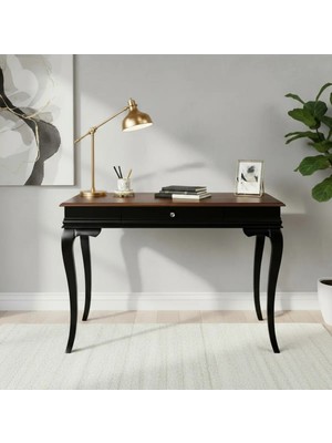 Roys Ahşap 110 cm Masif Rustik Siyah Ceviz Çalışma Masası