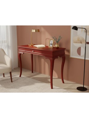 Roys Ahşap 120 cm Masif Rustik Bordo Çalışma Masası