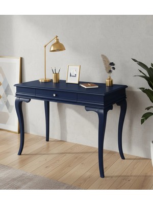 Roys Ahşap 120 cm Masif Rustik Lacivert Çalışma Masası