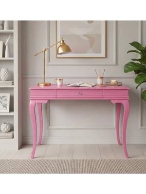 Roys Ahşap 120 cm Masif Rustik Pembe Çalışma Masası