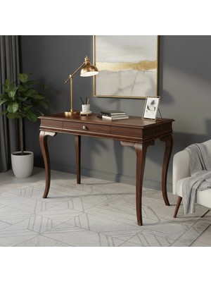 Roys Ahşap 120 cm Masif Rustik Koyu Ceviz Çalışma Masası