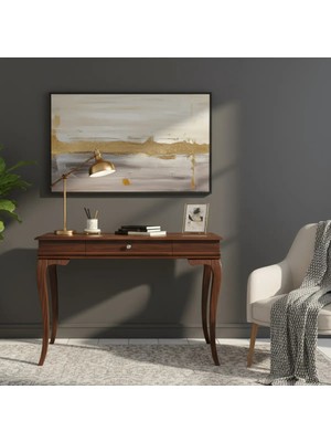 Roys Ahşap 110 cm Masif Rustik Koyu Ceviz Çalışma Masası