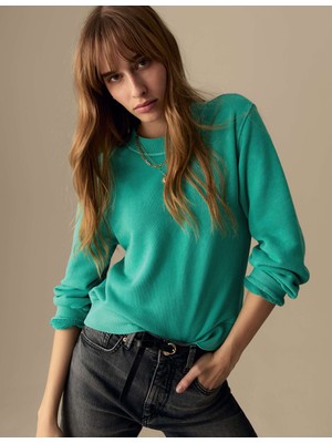 Marks & Spencer Saf Pamuklu Yuvarlak Yaka Sweatshirt
